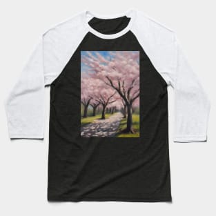 Cherry Blossom Trees Oil Painting Art Baseball T-Shirt